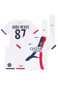 Paris Saint-Germain Joao Neves #87 Babyklær Borte Fotballdrakt til barn 2024-25 Korte ermer (+ Korte bukser)